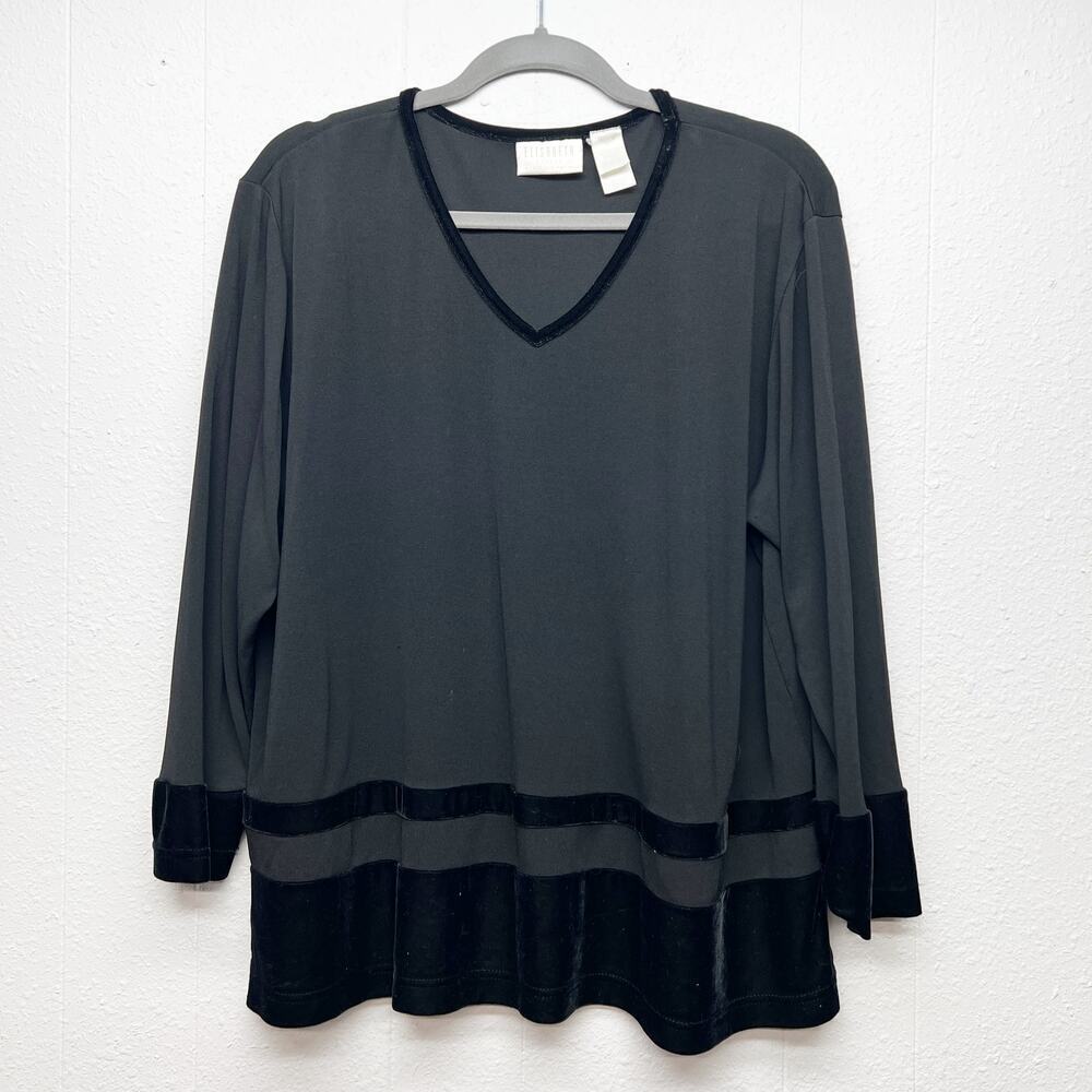 Vintage Elisabeth Liz Claiborne Mixed Media Top Womens 1Xp Y2K Dark Fairy Grunge